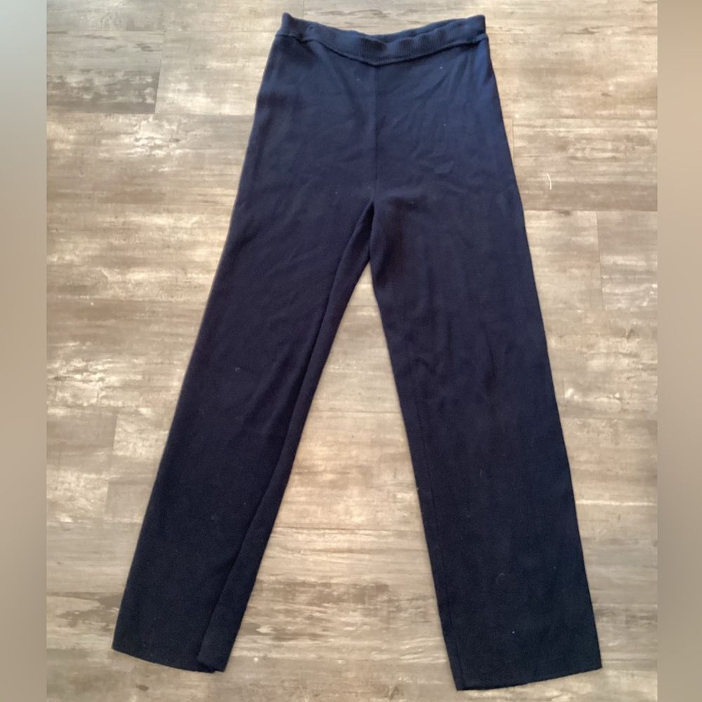 Vintage Elegant Navy Wide Leg Women's Pants
